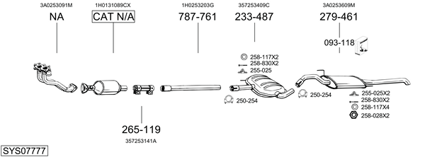 Sistema de gases de escape Vw PASSAT B3/B4 Variant