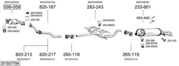 Sistema de gases de escape Vw PASSAT B5 Variant