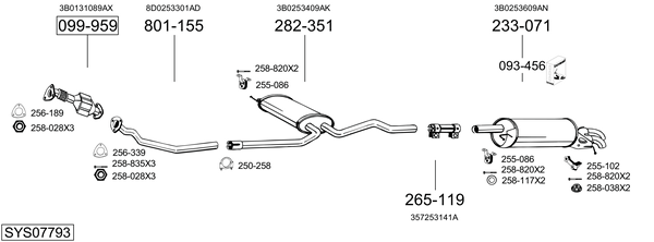 Sistema de gases de escape Vw PASSAT B5 Variant