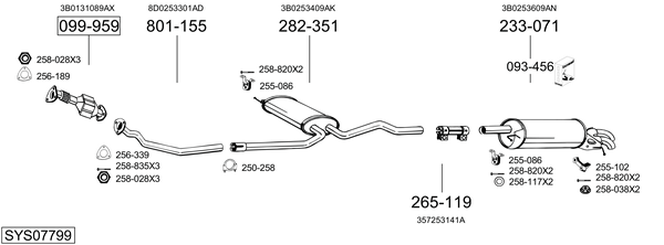 Sistema de gases de escape Vw PASSAT B5 Variant