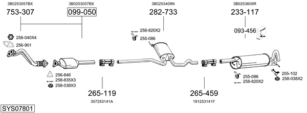 Sistema de gases de escape Vw PASSAT B5 Variant