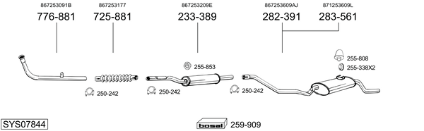 Sistema de gases de escape Vw POLO II