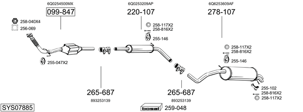 Sistema de gases de escape Vw POLO IV
