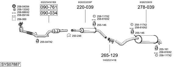 Sistema de gases de escape Vw POLO IV