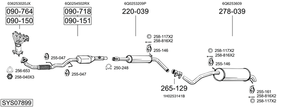 Sistema de gases de escape Vw POLO IV