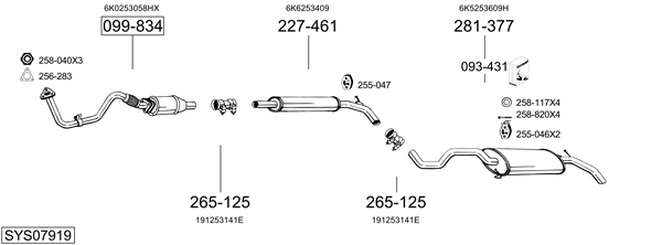Sistema de gases de escape Vw POLO Variant