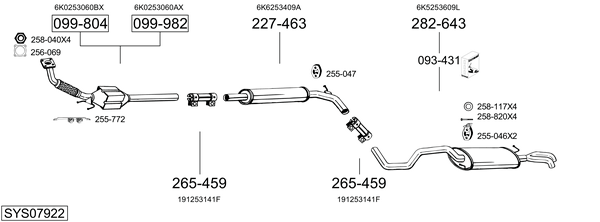 Sistema de gases de escape Vw POLO Variant