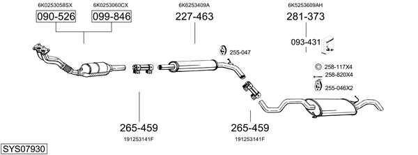 Sistema de gases de escape Vw POLO Variant