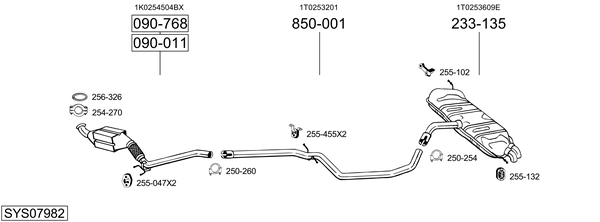 Sistema de gases de escape BOSAL SYS07982