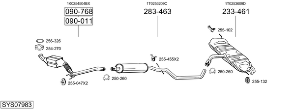 Sistema de gases de escape Vw TOURAN