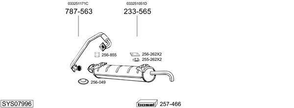 Sistema de gases de escape Vw TRANSPORTER T3 Van