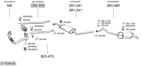 Sistema de gases de escape BOSAL SYS08006