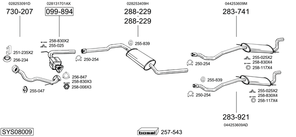 Sistema de gases de escape Vw TRANSPORTER T4 Bus