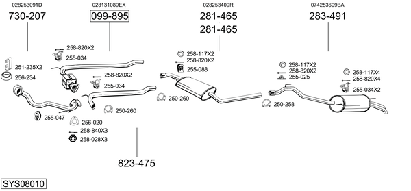 Sistema de gases de escape Vw TRANSPORTER T4 Bus