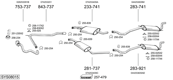 Sistema de gases de escape Vw TRANSPORTER T4 Bus