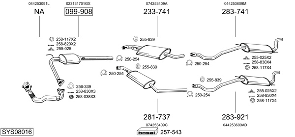 Sistema de gases de escape Vw TRANSPORTER T4 Bus