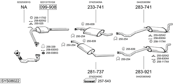Sistema de gases de escape Vw TRANSPORTER T4 Bus
