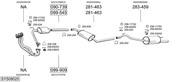 Sistema de gases de escape Vw TRANSPORTER T4 Bus