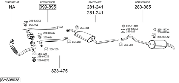 Sistema de gases de escape Vw TRANSPORTER T4 Van