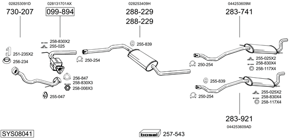 Sistema de gases de escape Vw TRANSPORTER T4 Van