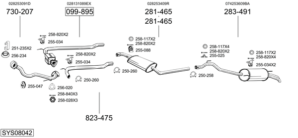 Sistema de gases de escape Vw TRANSPORTER T4 Van