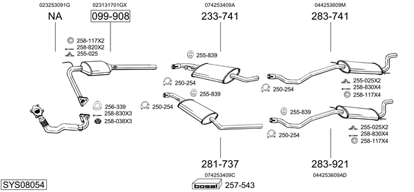 Sistema de gases de escape Vw TRANSPORTER T4 Van