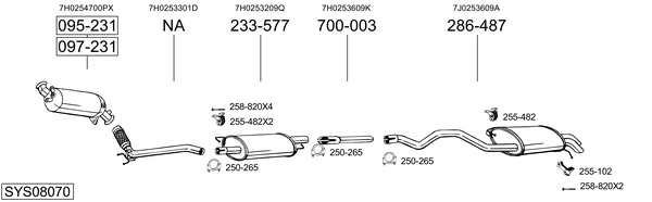 Sistema de gases de escape Vw TRANSPORTER T5 Platform/Chassis (7JD, 7JE, 7JL, 7JY, 7JZ, 7F