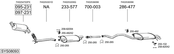 Sistema de gases de escape Vw TRANSPORTER T5 Bus