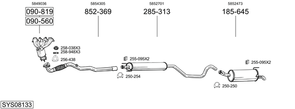 Sistema de gases de escape Opel ZAFIRA / ZAFIRA FAMILY B