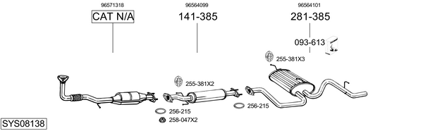 Sistema de gases de escape Daewoo MATIZ