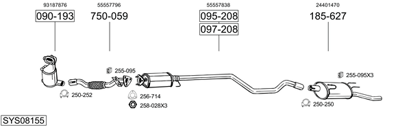 Sistema de gases de escape Vauxhall COMBO Mk II Box Body/MPV