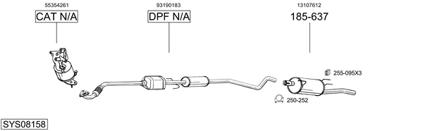 Sistema de gases de escape Vauxhall COMBO Mk II Box Body/MPV