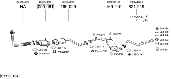 Sistema de gases de escape Kia CARNIVAL I · Kia CARNIVAL II