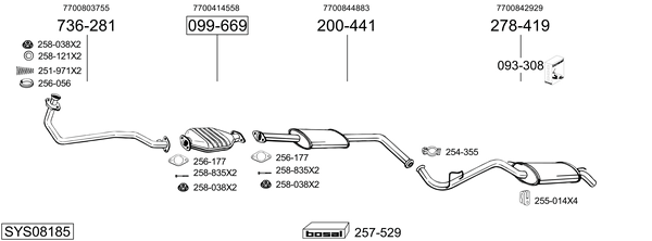 Sistema de gases de escape Renault CLIO I