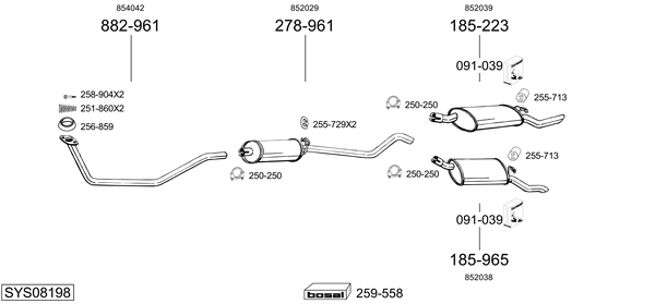 Sistema de gases de escape Opel CORSA A Hatchback