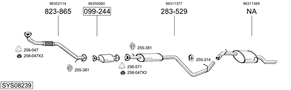 Sistema de gases de escape Daewoo NUBIRA Wagon
