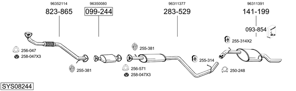 Sistema de gases de escape Daewoo NUBIRA Saloon