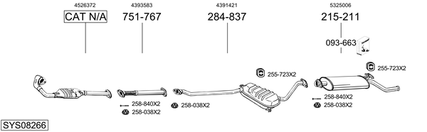 Sistema de gases de escape Saab 9000 Hatchback