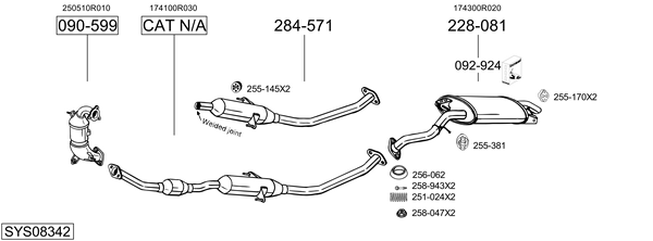 Sistema de gases de escape Toyota COROLLA Verso