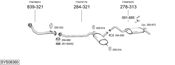 Sistema de gases de escape Renault 21 Saloon