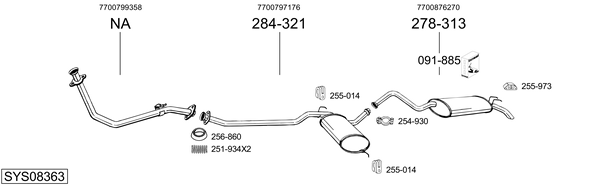 Sistema de gases de escape Renault 21 Saloon
