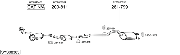 Sistema de gases de escape Renault TWINGO I