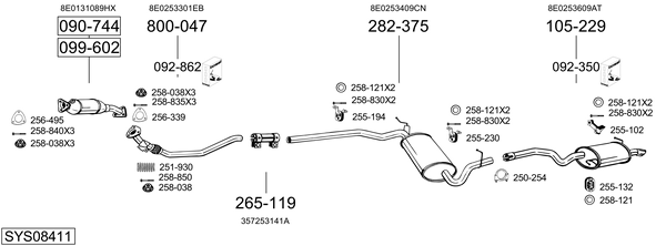 Sistema de gases de escape Audi A4 B7 Avant