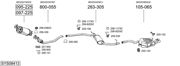 Sistema de gases de escape Audi A4 B7