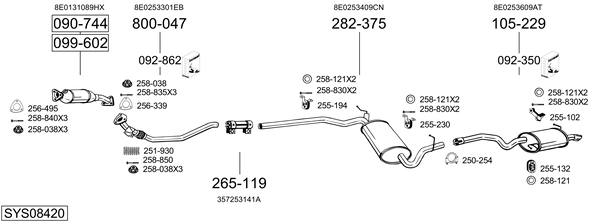 Sistema de gases de escape Audi A4 B7