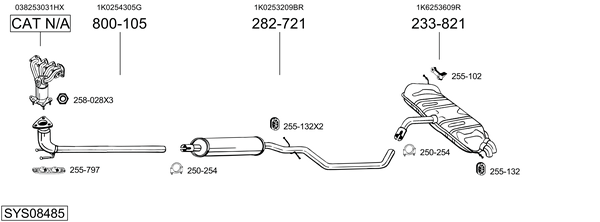 Sistema de gases de escape Vw GOLF V