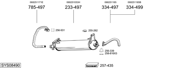 Sistema de gases de escape Vw TRANSPORTER T3 Platform/Chassis