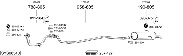Sistema de gases de escape Peugeot 205 II