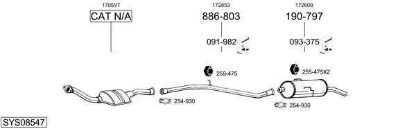 Sistema de gases de escape Peugeot 205 II