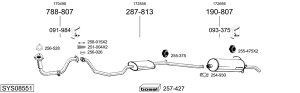 Sistema de gases de escape Peugeot 205 II